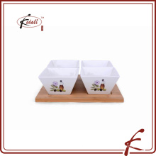 decal pattern ceramic tapas dishes set with bamboo tray